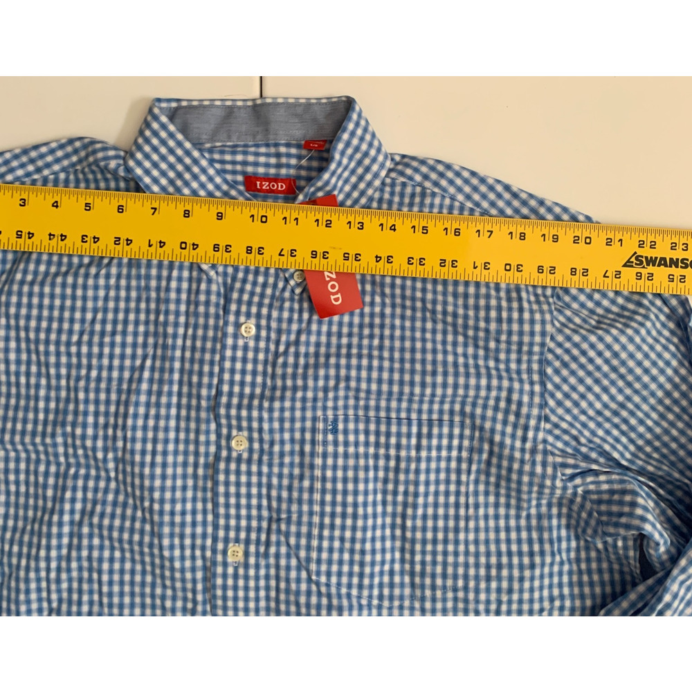 Izod Men's Size L Button Down Long Sleeve Essentials Check Regular Fit Shirt New - Picture 4 of 14